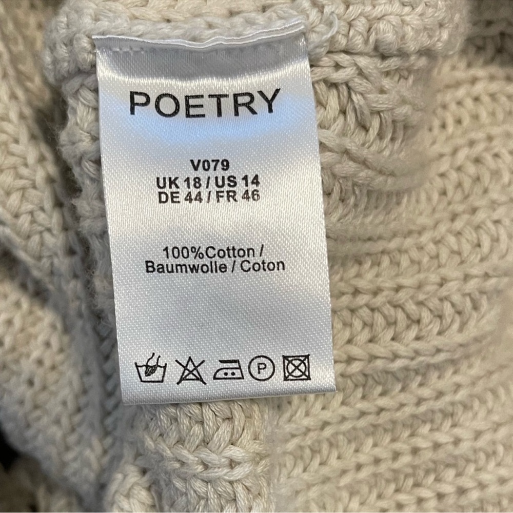 Poetry Beige Cotton Knit Collared Button Front Cardigan Size Large - Picture 4 of 4